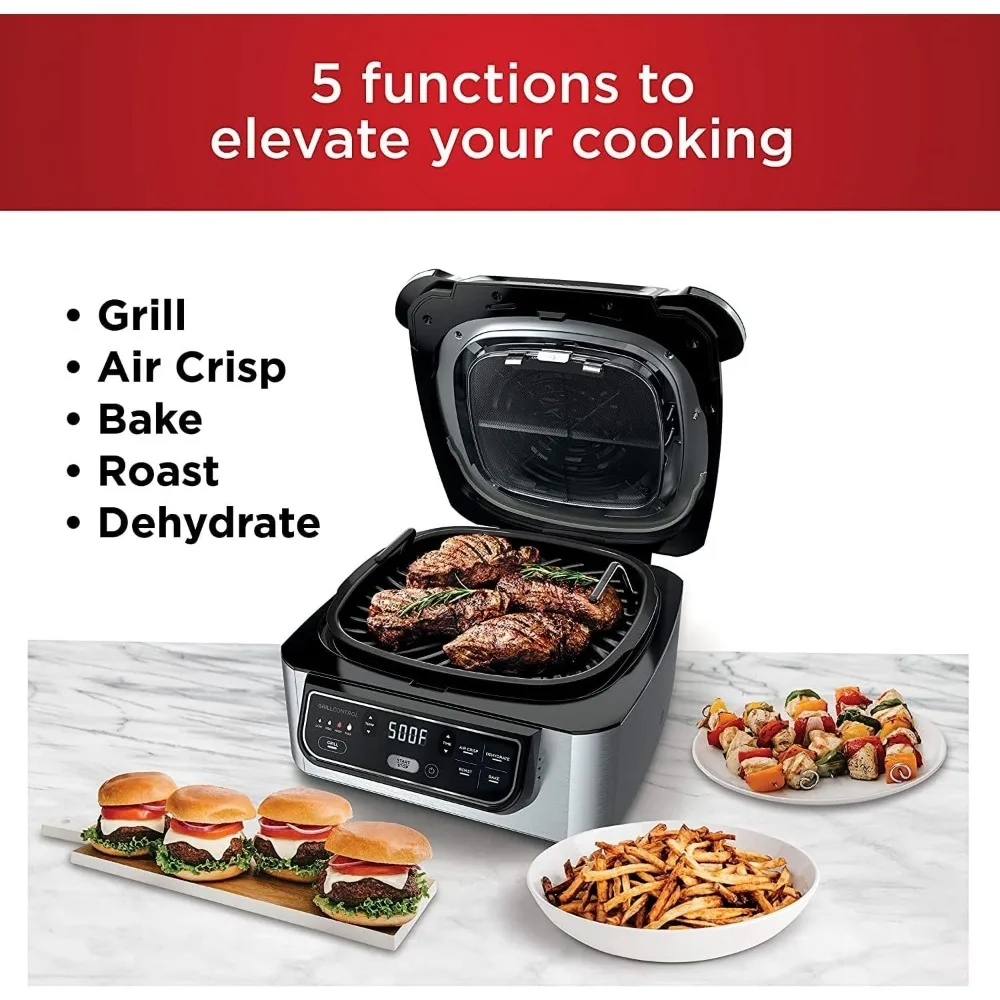 Foodi 5-in-1 Indoor Electric Grill with Air Fry, Roast, Bake & Dehydrate - Programmable, Black/Silver