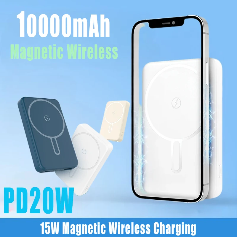 10000mAh Portable Magnetic 22.5W Wireless Fast Charging Power Bank ultra Slim Secure External Battery For iPhone Xiaomi Samsung