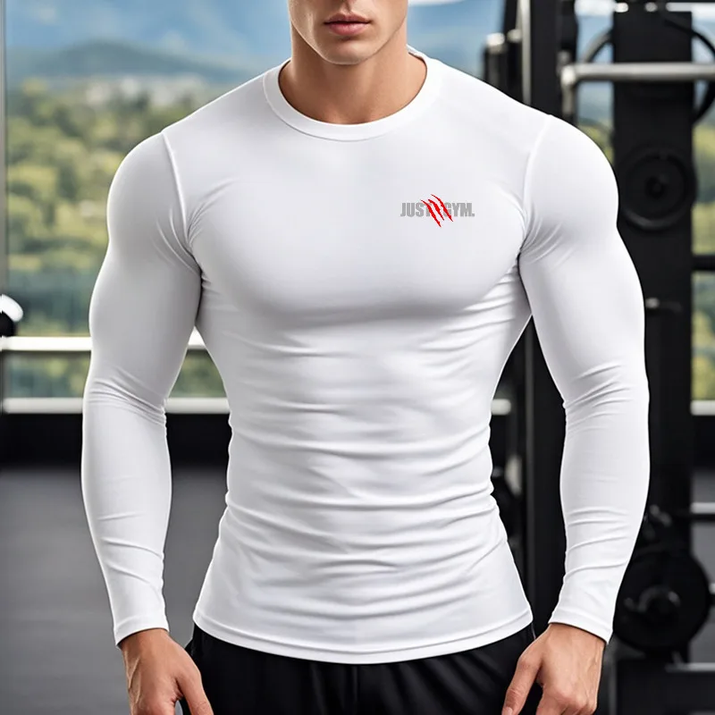 Men's Compression Shirt Autumn Running Long Sleeve T-shirts Quick Dry Elastic Gym Clothing Sports Tees Athletic Fitness Tops