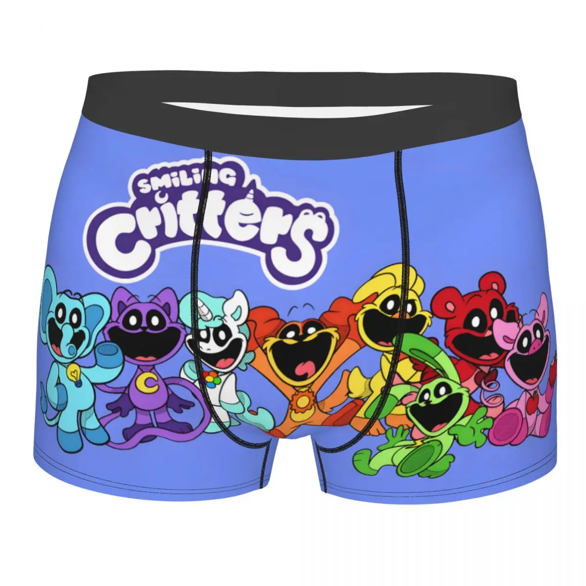 Custom Colorful Smiling Big Mouth Critters Group Boxer Shorts For Men Animated Game Underwear Panties Briefs Soft Underpants