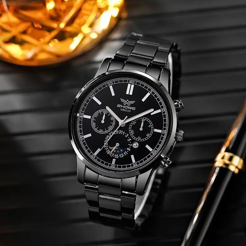 Watches Mens Luxury Brand Gold Watch Calendar With Stainless Steel Band Fashion Business Quartz Wristwatch Relogio Masculino