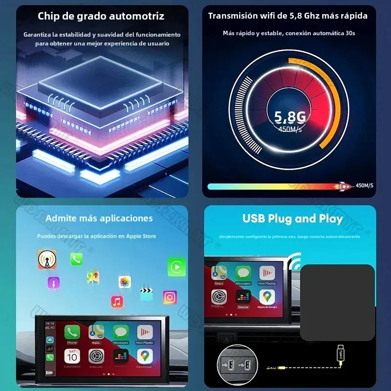 Imagen 5: Carplay AI Box Android inalámbrico Android Auto Smart TV Box sistema inteligente de coche WIFI soporte Netflix YouTube actualización Mirrorlink