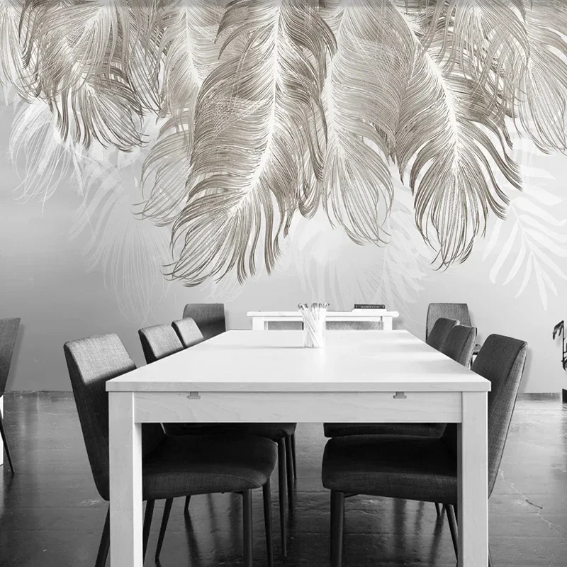 Custom Photo Mural 3D Creative Feather Bedroom Dining Living Room Sofa TV Backdrop Wall Painting Wallpaper Papel De Parede Tapet