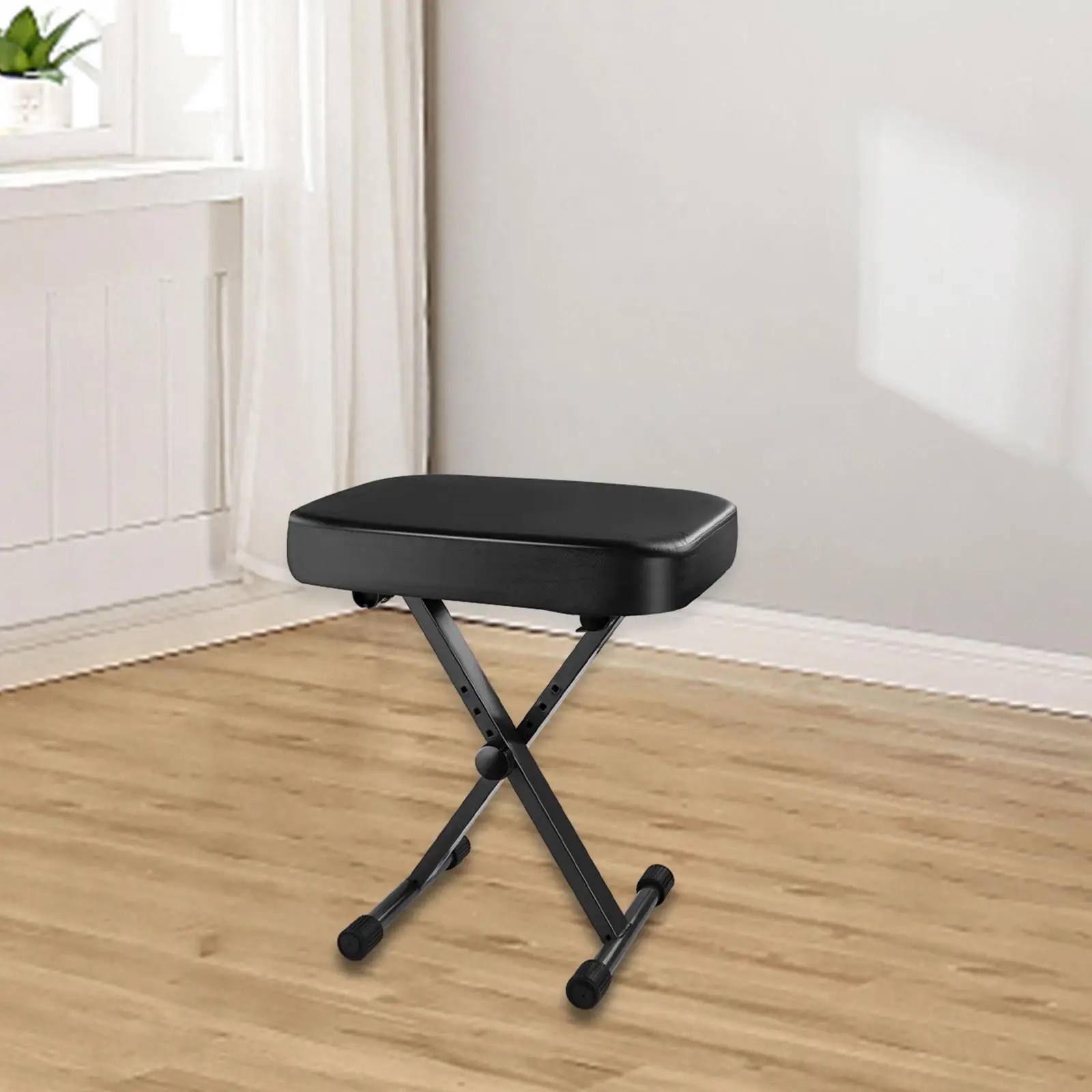 Padded Keyboard Seat Heavy Duty PU Leather Keyboard Bench Foldable Folding Piano Stool for Pipa Guitar Performances Stage Studio