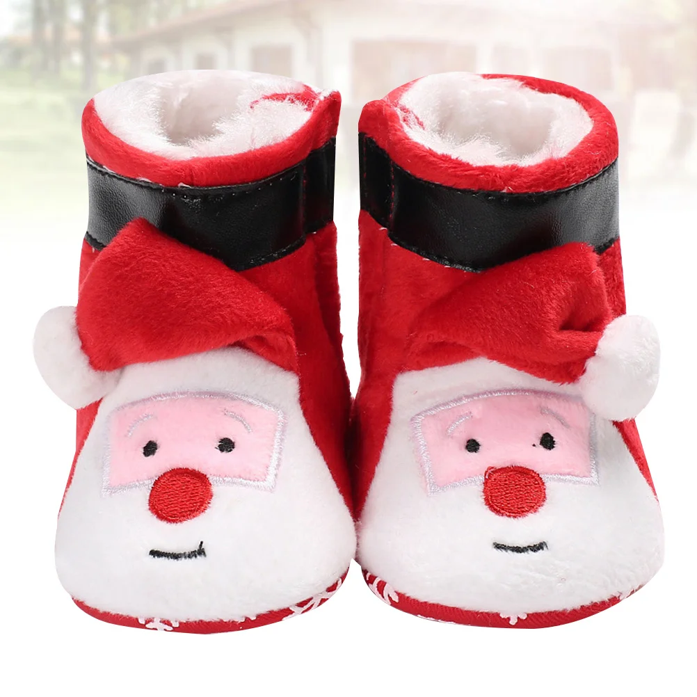 عدم الانزلاق أحذية قطنية للأطفال ثلاثية الأبعاد تصميم سانتا كلوز أحذية الشتاء الدافئة الأحمر 12 سنتيمتر حجم 2 عيد الميلاد الرضع الجوارب 0-12 أشهر