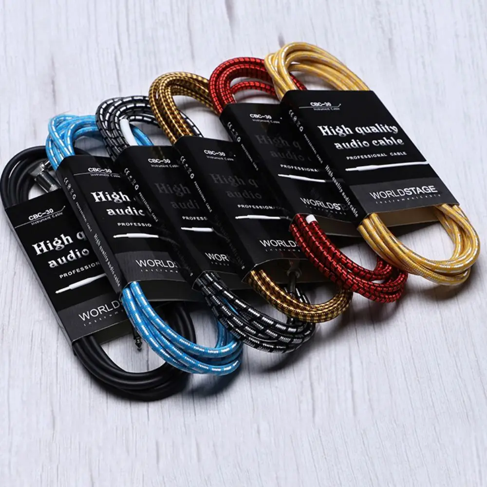 

New 3M Braided Guitar Cable 6.5mm Plug Guitar Effects Connector Pickup Cable Guitar Accessories Noise Reduction Audio Wire Cord