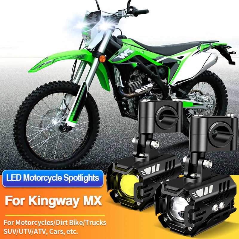 

1/2PCS LED Universal Motorcycles Headlights 2-Color Fog Light UTV ATV 12V for Kingway MX KW200ZH-PAQ/MX KW250ZH-3G/MX KW250ZH-8G