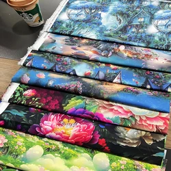 Cotton Fabric Digital Printing HD Fairy Tale Dream House Elf for DIY Handmade Sewing Clothes Bags Dresses by Half Meter