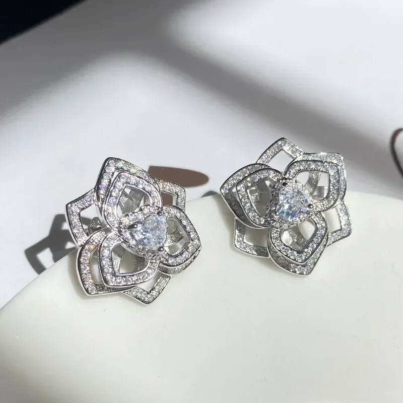 

Комплект серег с цветком MDL Moissa!ite Style, позолоченный 18 карат, красивое сердце, уникальное кольцо и ожерелье с цирконием камелии