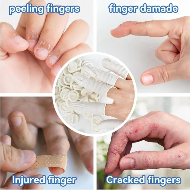 100/200/300PCS Culle per dita usa e getta Vari colori in lattice per uso domestico Antiscivolo Pulizia Culle per dita Strumenti per tatuaggi per capelli per unghie