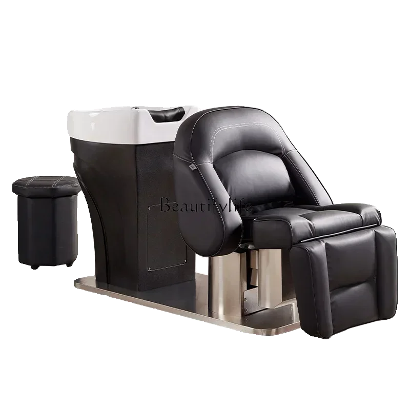 Ceramic Deep Basin Shampoo Chair Half Lying Flush Head for Hair Salon