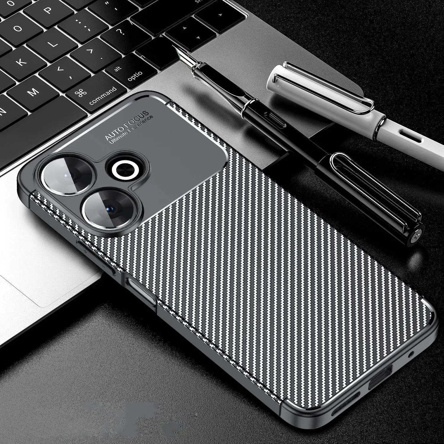 For Poco M6 4G Case Cover For Xiaomi Poco M6 Fundas Coque Luxury Business Soft Carbon Fiber Protective Phone Back Case Poco M6