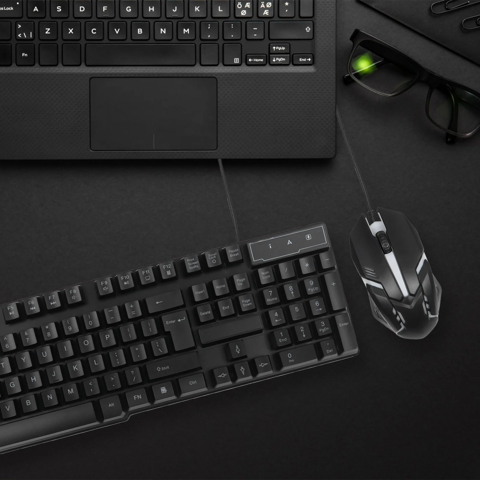 

1 Set Usb Gaming Keyboard Mouse Combo Ergonomic Design Colorful Backlit Keycaps Sensitive Computer Accessories For Office Game