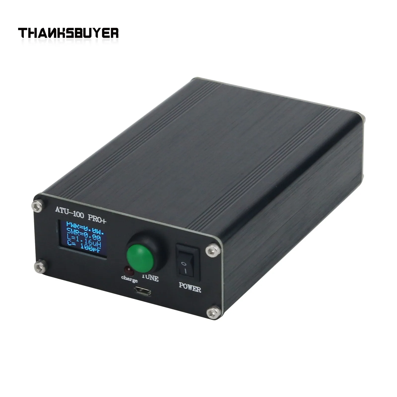 2022 ATU-100 Pro+ Automatic Antenna Tuner 100W 1.8-55MHz 0.96-Inch OLED Display Battery inside For Shortwave Radio Station