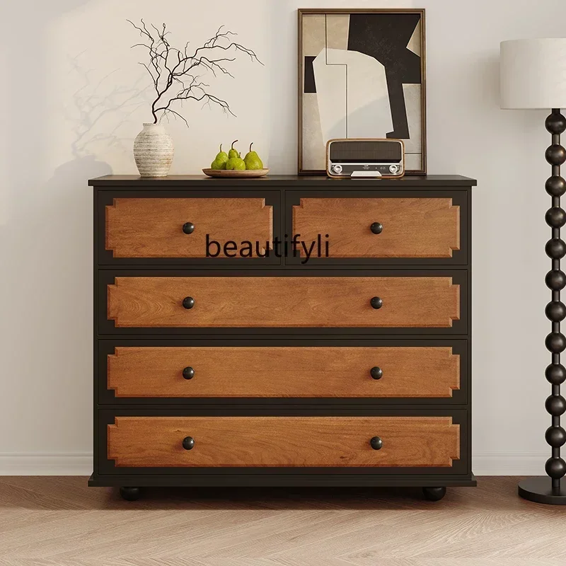 

l Solid wood storage sofa side cabinet entrance entrance bedroom storage cabinet medieval cabinet