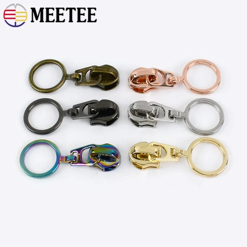 10/20Pcs Meetee 5# Zipper Sliders for Nylon Zips O Ring Puller Jacket Bag Zippers Repair Kits Zip Head DIY Sewing Accessories