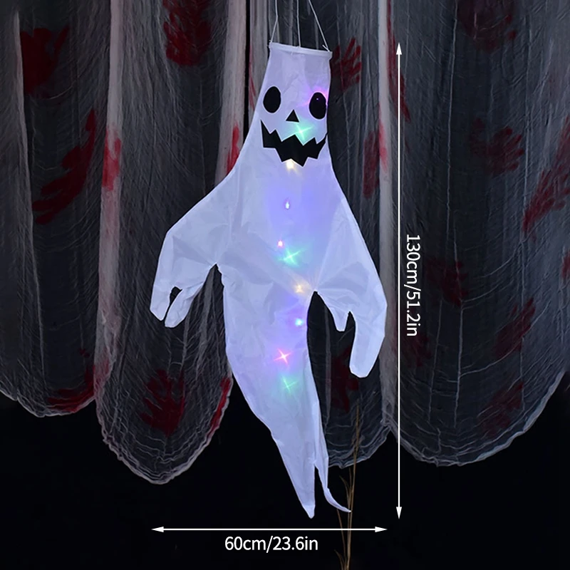 

Halloween Decoration Hanging Ghost Windsock Party Props Hanging Flags Day of The Dead Ghost Luminous Gothic Home Decor