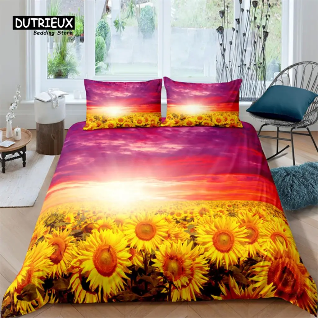 

Luxury 3D Sunflower Print Home Living Comfortable Duvet Cover Set Pillowcase Kid Bedding Set Queen and King EU/US/AU/UK Size