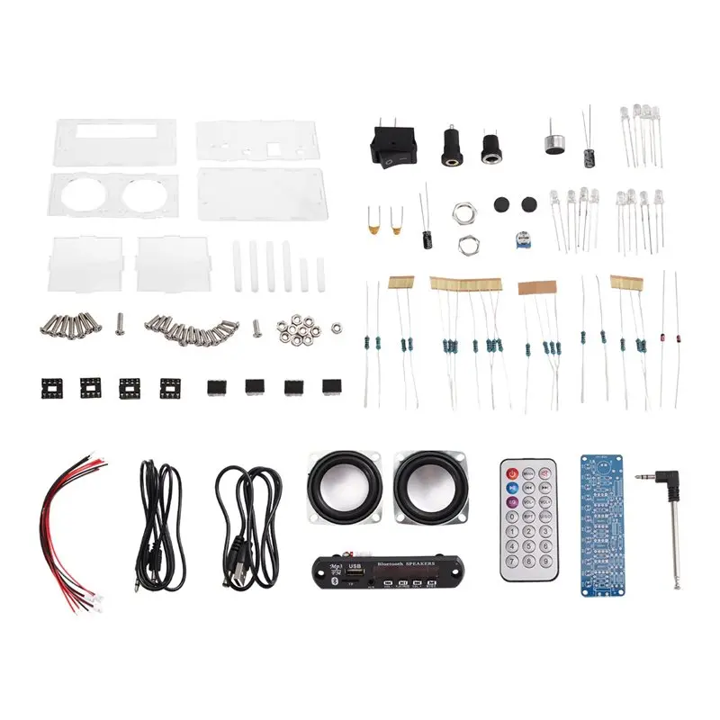 【TODAY-BUY】DIY Soldering Project Practice Kit U Disk TF Bluetooth Speaker Kit FM Radio 87.5-108.0Mhz Music Spectrometer