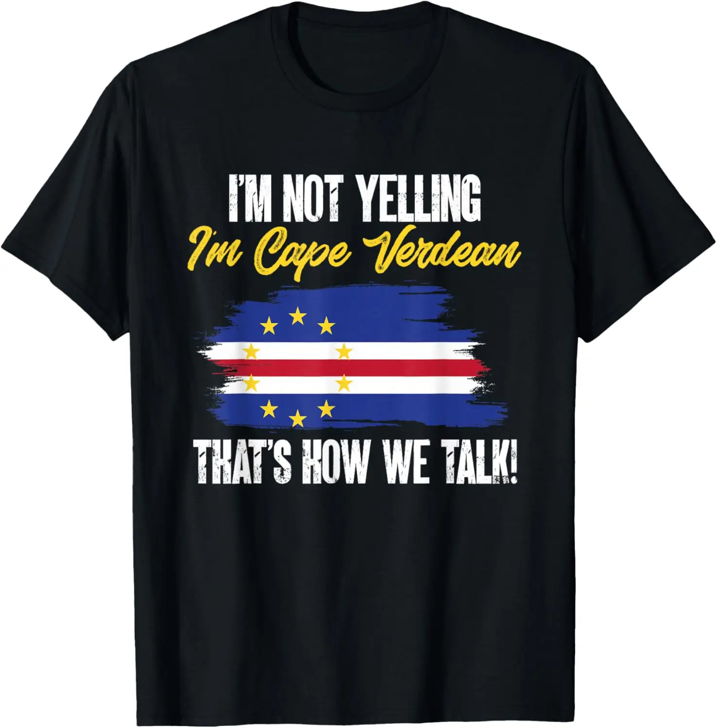 Cape Cabo Verde Flag T-Shirt 100% Cotton Trendy Y2K Short-Sleeve Tee – Soft, Quick-Drying, & Moisture-Wicking; Ideal Sports