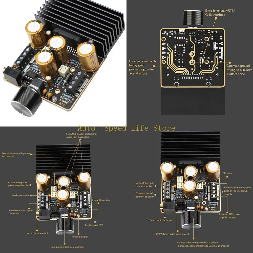 

02DA TDA7850 2,1-канальный усилитель мощности, плата 2X80 Вт для автомобиля AB класса DIY, реквизит высокой мощности с входом