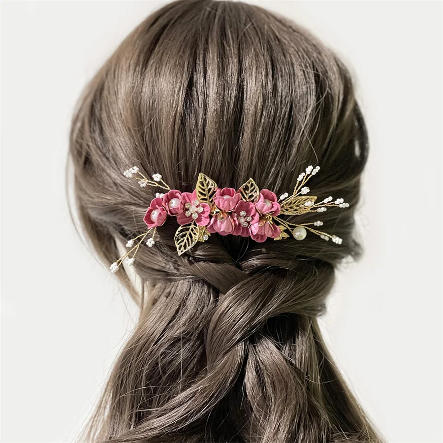 Korean bride wedding headdress Fashion blue purple pink white fresh hair combing women\'s children\'s bridesmaid hair accessories