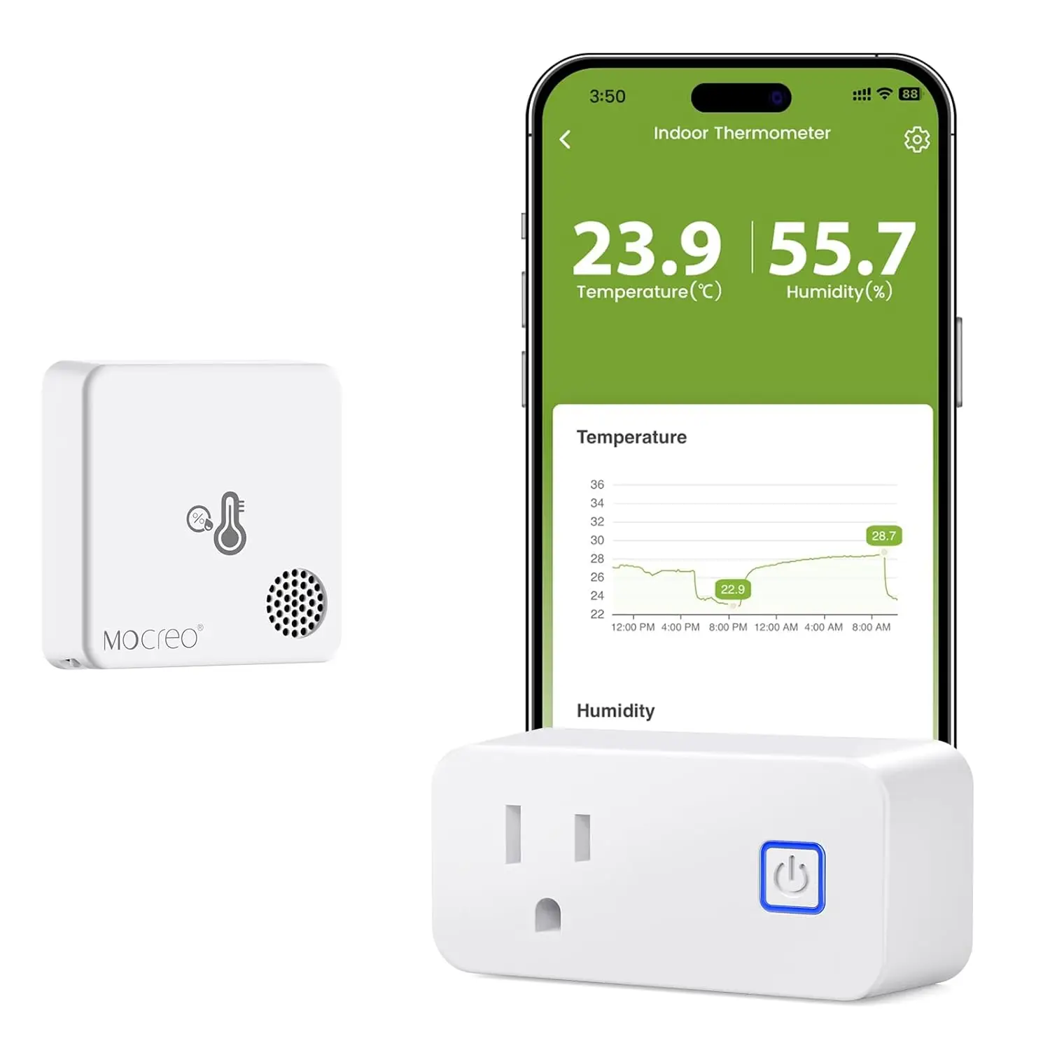 

Wireless Temperature Humidity Sensor with App Alerts, 2-Year Battery & Data Export for Home Use