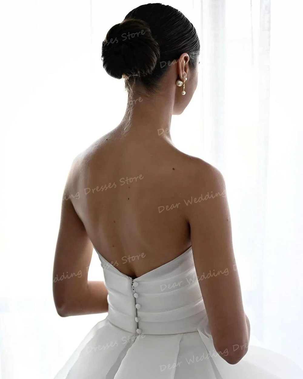 فساتين زفاف مقاس كبير من الساتان بدون حمالات ذات قوة عالية فيستدو دي نويفا أنيقة بدون قطار