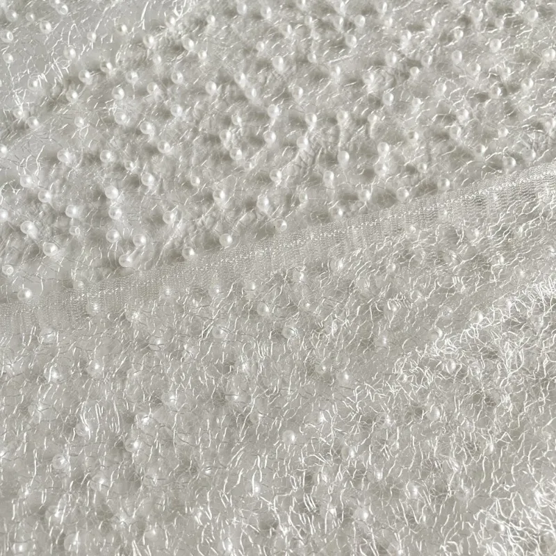 Tessuto a rete resistente bianco perla Abito estivo da donna nuovo Abito da sera Tessuto per abbigliamento di fascia alta fatto a mano fai-da-te