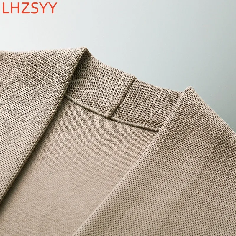 LHZSYY New 100% Pure Wool Cardigan Men\'s Business Casual Jacket Tops Autumn/Winter Youth Versatile Sweater Loose Cashmere Coat