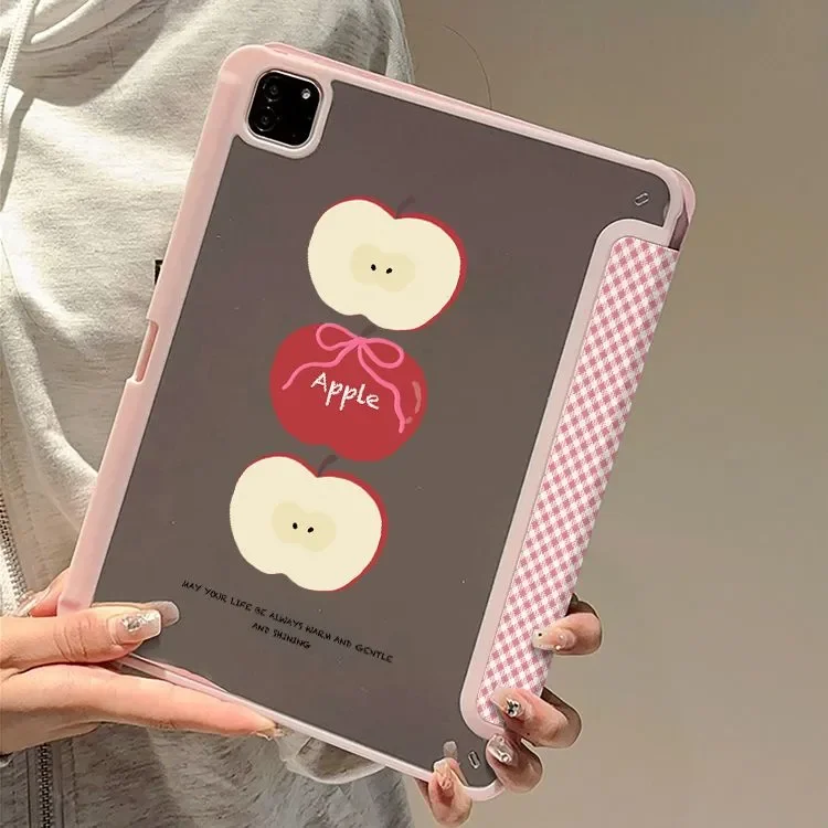 

Pink Plaid Mirror Apple Tablet Case For iPad Pro 11 12.9 13 8.3 M4 M5 9.7 10.2 5/6th 7/8/9 10/11th Mini 6 7 Air 5 6 Stand Cover