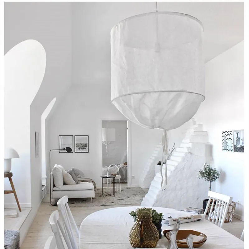 

Nordic Design LED Pendant Light DIY Linen/Cotton Lampshade White 4000K Industrial for Hotel Loft Home Decor Middle Size Bedrooms