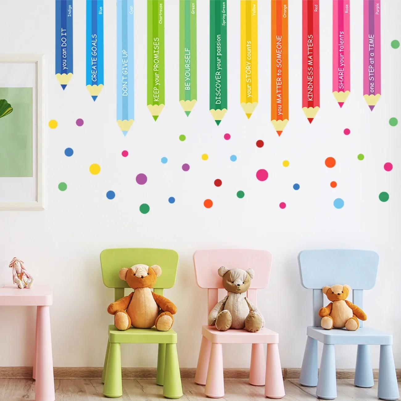 Colorful Paintbrush Wall Stickers Made Of Waterproof PVC Material For Children's Rooms Kindergartens And Home Decoration