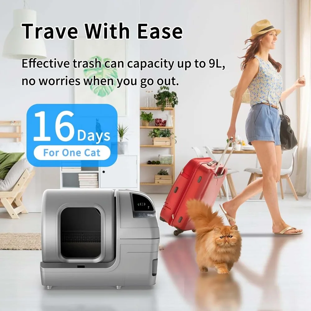 Automatic Cat Litter Box Self Cleaning 100L Extra Large Cat Litter Box with APP Control& Safe Alert & Smart Health Monitor