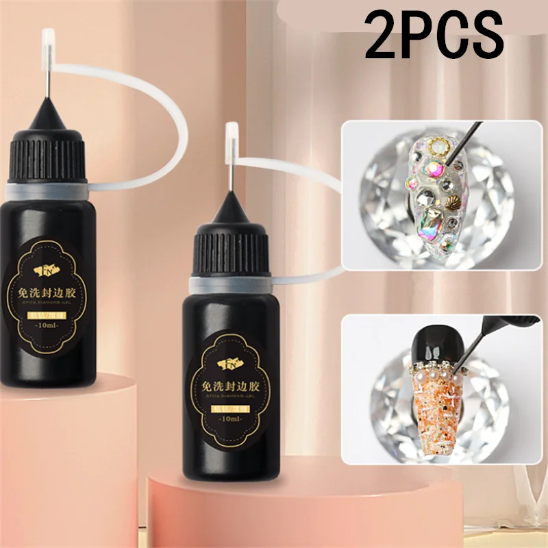 1/2pcs 10ml Nail Rhinestone Adhesive Glue For Stick 3D Decorations DIY Strong Nail Art Crystal Gems Jewelry Edge-Sealing Gel