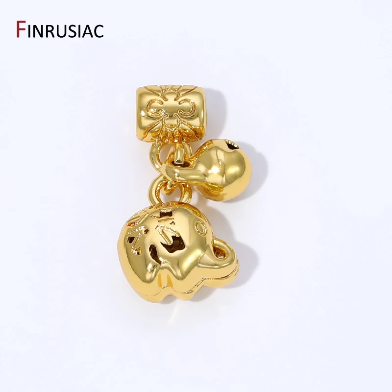 18K Gold Plated Brass Pendant Bails,Tube Connector Bail With Lucky Bell Charm For DIY Jewelry Making Findings - view 2