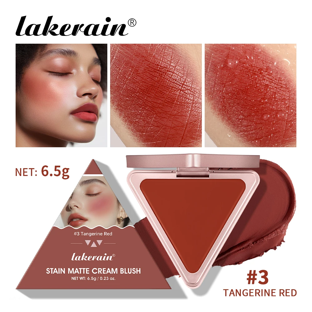 Lakerain Stain Matte Cream Blush Long Lasting Natural Makeup Effect Silky Texture Blusher Waterproof High Pigment Face Cosmetics