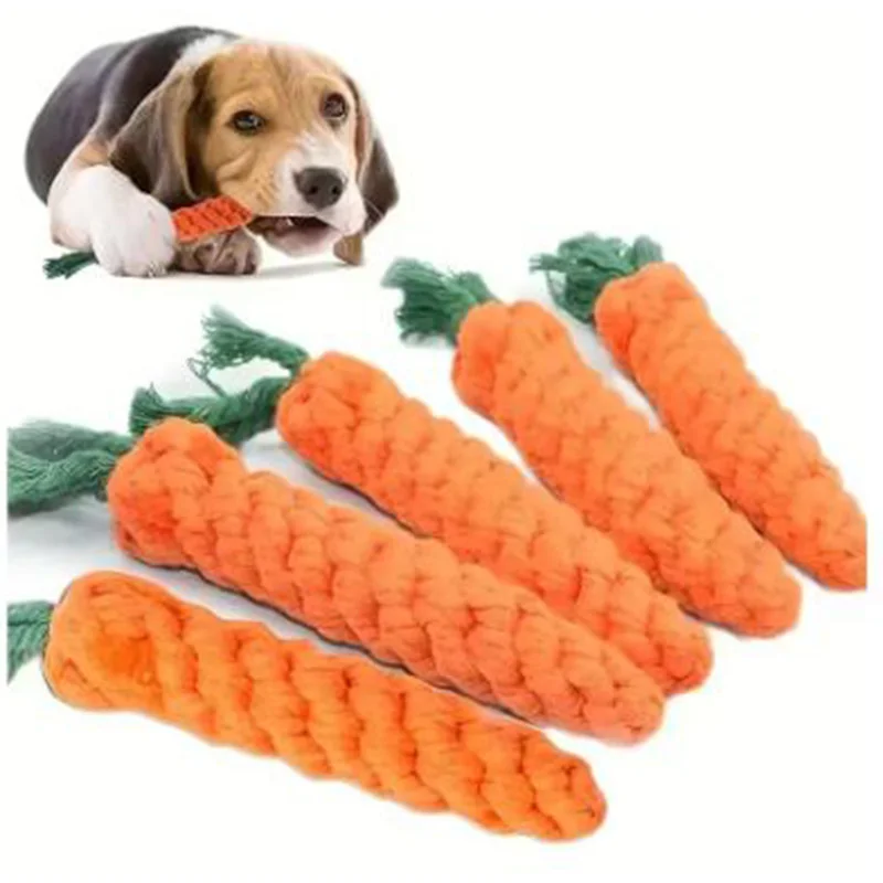 

Dog Toy Simulation Knot Carrot Toy for Dog Cotton Rope Durable Braided Chew Toy Puppy Cleaning Teeth Bite Resistant Pet Supplies