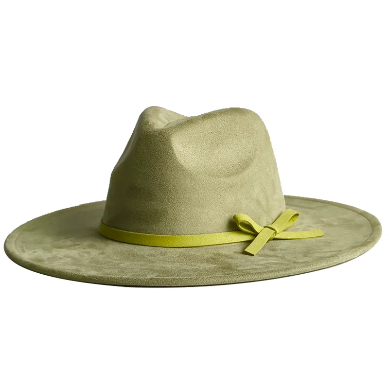 Vegan Suede Fedora Engravable with Flat Brim Structured Blank Hats for Burning Multicolor teardrop shaped Top Hand Burned Hats