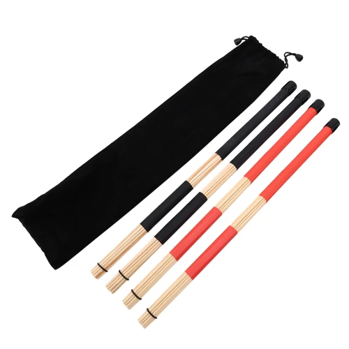 Imagen 1 del producto 2 pares de palillos de tambor, cepillos, varillas calientes, baquetas de Jazz Rute, baquetas prácticas para bateristas capacitadas para crear un nuevo sonido del tambor