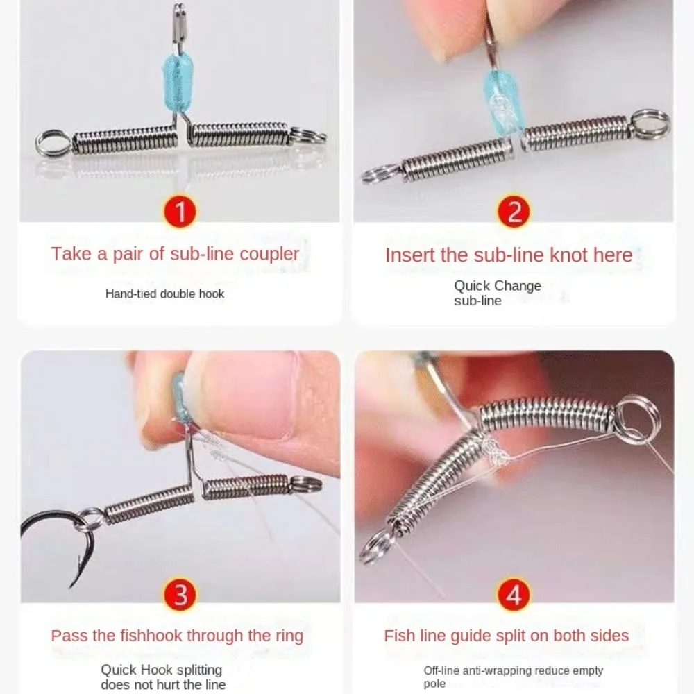 Unloading Force Fishing Line Space Bifurcation Double Hook Wire Clamp Eight Type Fishing T Shape Swivel Balance Rigs Hooks