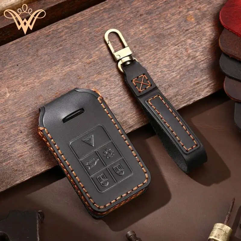 

Leather Car Key Case Cover Fob Protector For Volvo S60 S80 V60 XC60 XC70 S60L S80L V40 XC90 5 6 Buttons Holder Keyring Shell Bag