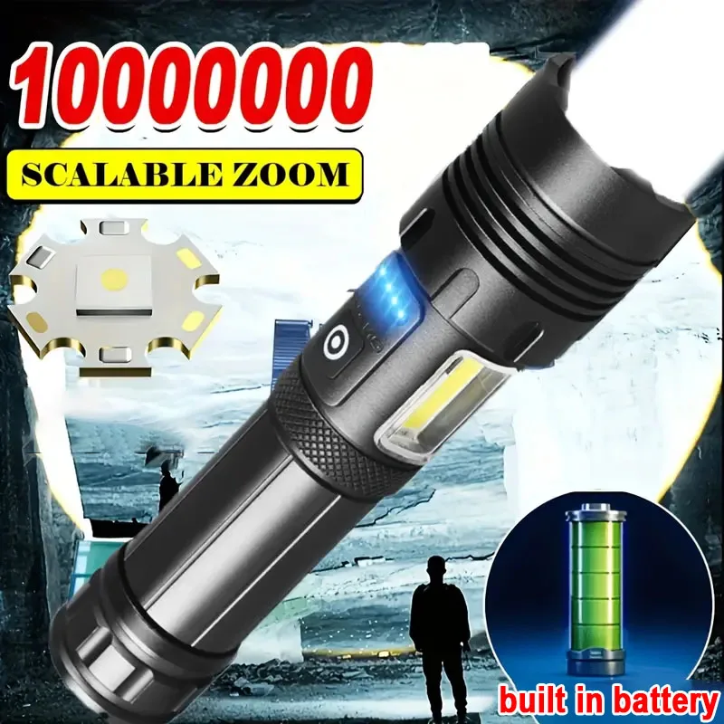 1000000 Lumens Super Bright Long Range LED Flashlight Tactical Flashlight Torch Outdoor Waterproof Flashlight Camping Lantern