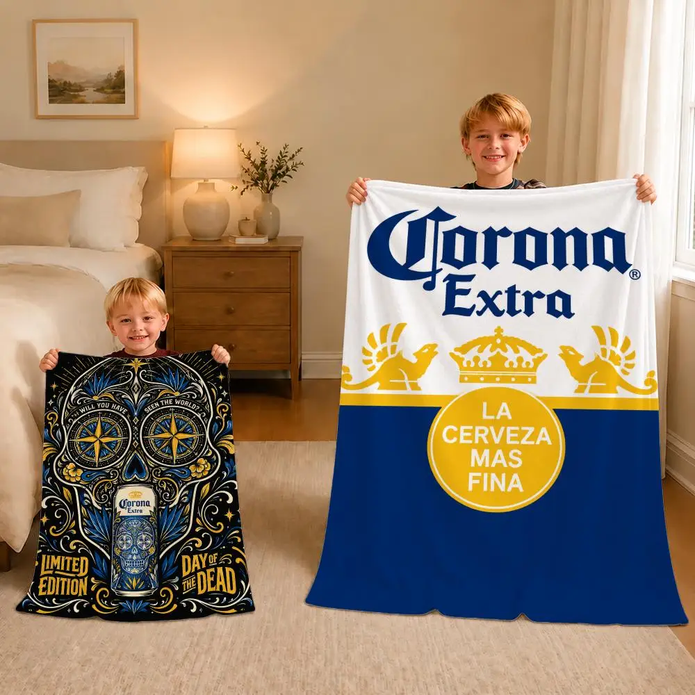 Brand beverage Corona Extra Throw Soft Plush Flannel Pet Blanket, Home Decor Cover for Sofa, Bed, Trip & Picnic