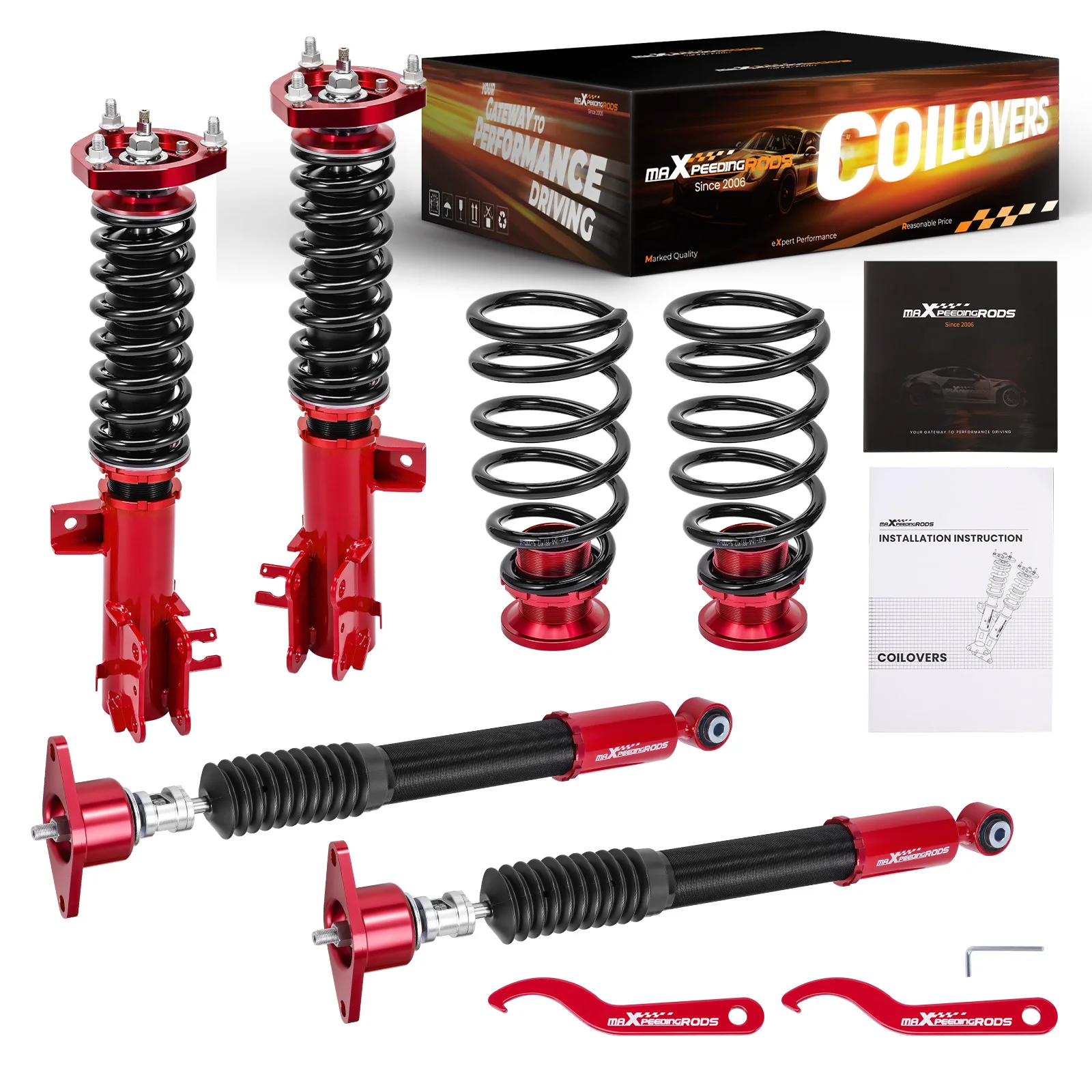 MaXpeedingrods 24 Way Damper Front & Rear Coilover Suspension Spring Shock Absorber Kit For Mazda 3 BM/BN 2014-2018