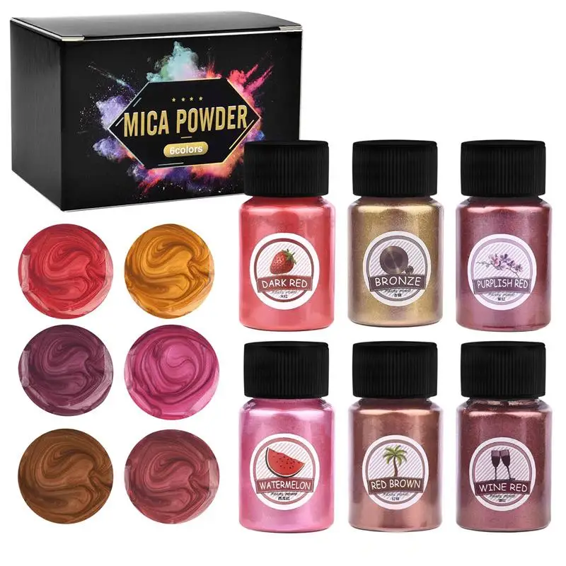 6Colors/Set Pearl Powder Pigment DIY Epoxy Resin Mold Colorant Dye Mineral Powder Epoxy Resin Dye Pearl Pigment Glitter Crafts