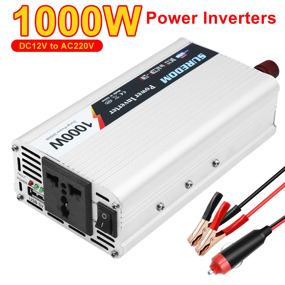 Car Power Inverter Multifunctional Supply Camping Battery Converter For SUV RV Truck Universal Auto Accessories 1000W Portable