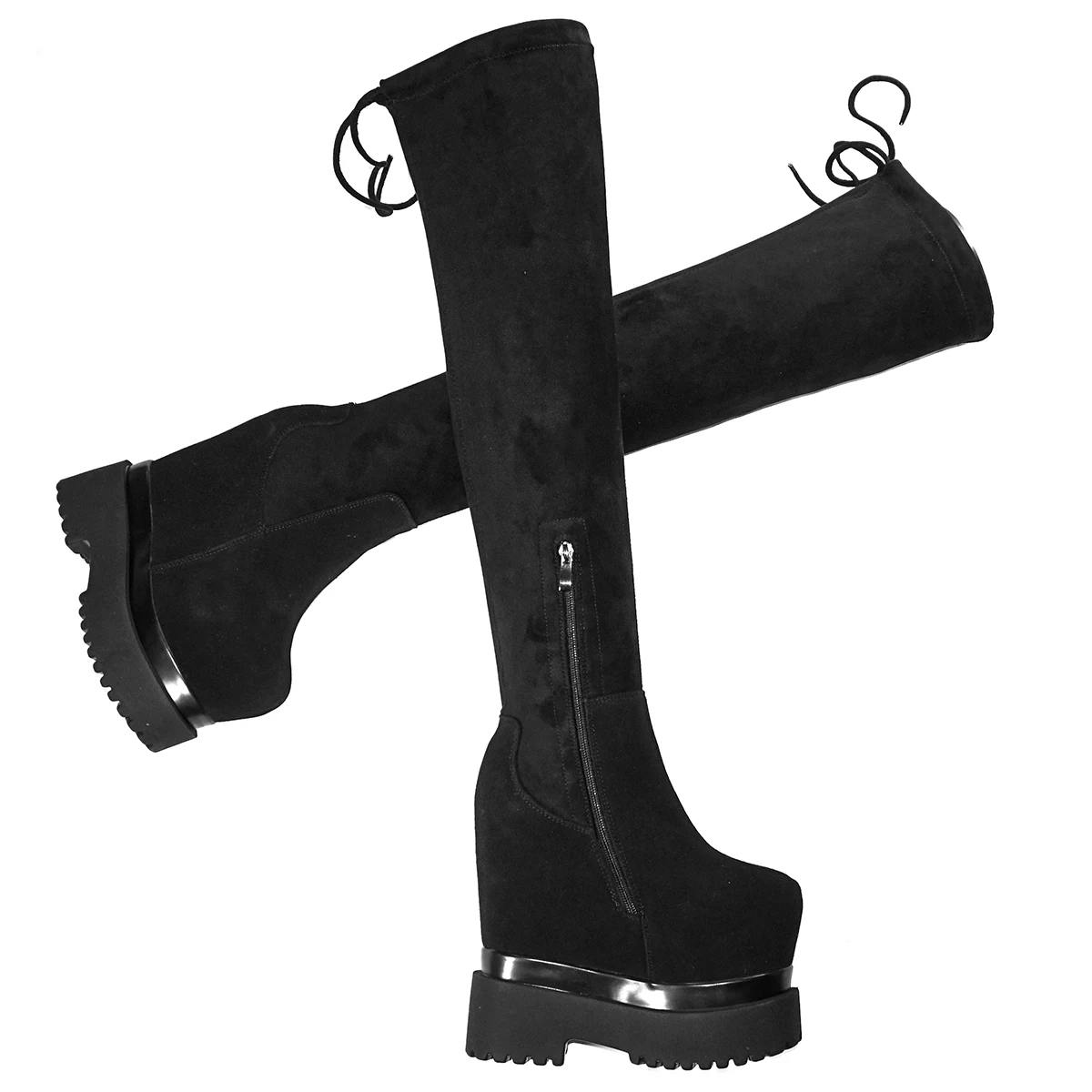 16 cm High Heel Winter Pumps Plus Größe 40 41 Schuhe Frauen Kuh Leder Keile Schnee Stiefel Runde Kappe Mode turnschuhe Große Größe Schuhe – Detail 3