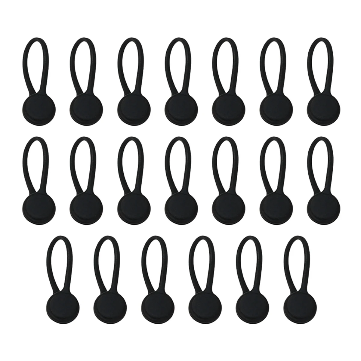 HHTL 20pcs Cable Organizer Minimalist Silicone Cable Organizer for Data, Headphone, and Charging Cords Black