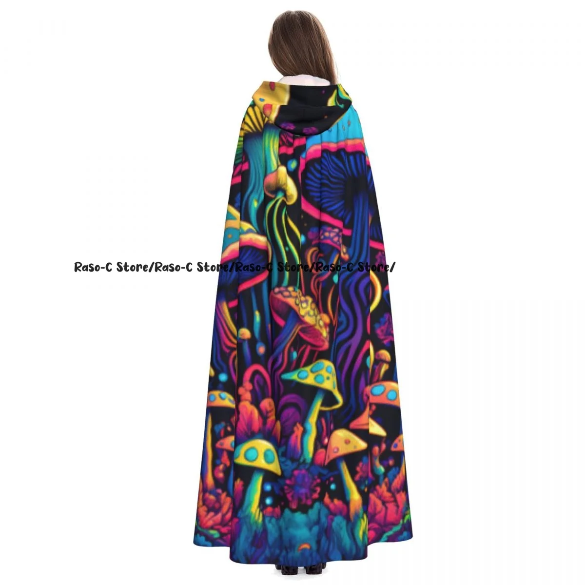 Long Cape Cloak Psychedelic Mushroomsprin Hooded Cloak Coat Autumn Hoodies